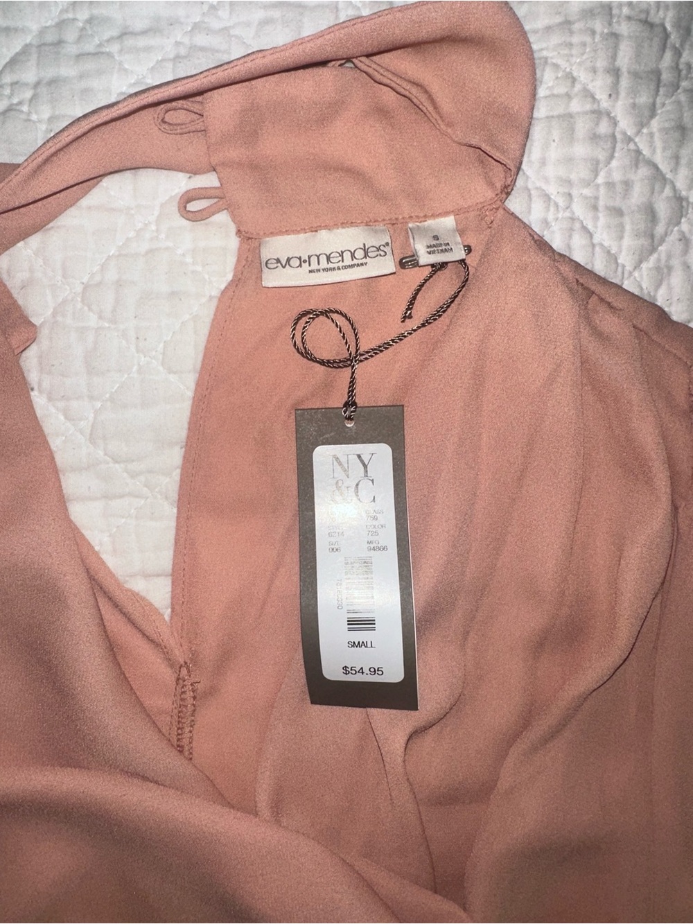 eva mendes for New York & Company Dusty Rose Draped V-Neck Blouse - Picture 2 of 2